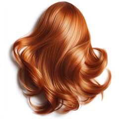 Fototapeta premium Shiny Copper Hair with Loose Waves on White Background