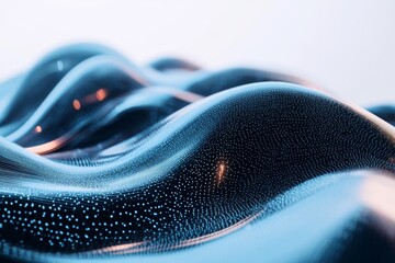 Obraz premium Futuristic abstract wave of intertwined lines in blue, black, and white with neon like glow