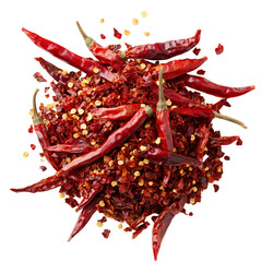 Fototapeta premium Spicy Red Chili Peppers and Flakes Culinary Ingredient Photography