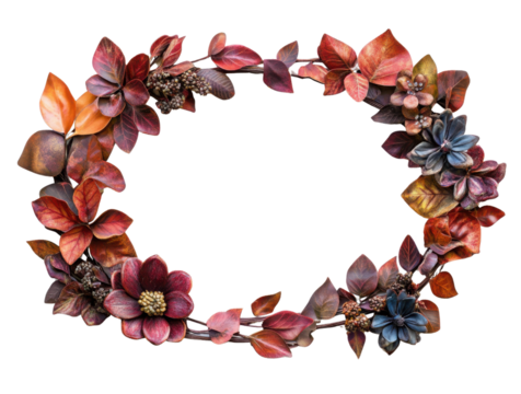 Floral border frame with empty screen isolated on transparent background for creative and customizable art display