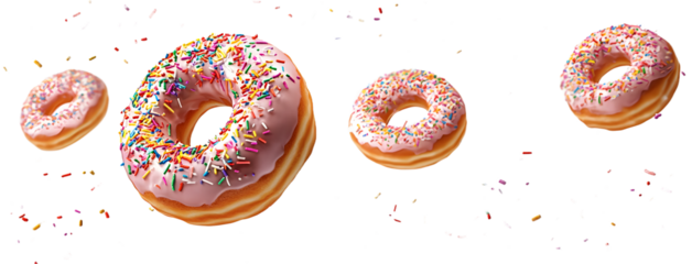 donut flying with sprinkles, png