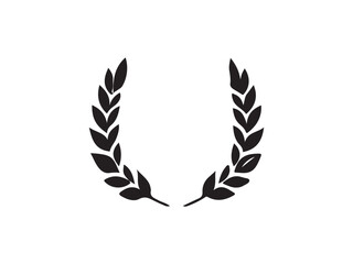 Elegant Black Laurel Wreath Design for Graphic Use.This symmetrical, black silhouette of a laurel wreath offers a sophisticated and timeless design.