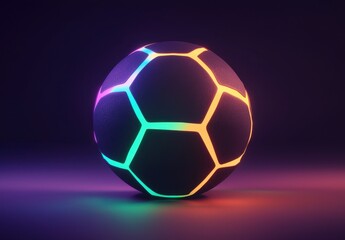 Fototapeta premium Vibrant Soccer Ball with Neon Glow and Modern Design