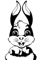 Happy Easter with cute bunny and eggs. Rabbit character set. Animal wildlife holiday cartoon. Vector