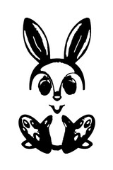 Happy Easter with cute bunny and eggs. Rabbit character set. Animal wildlife holiday cartoon. Vector