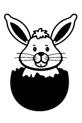 Happy Easter with cute bunny and eggs. Rabbit character set. Animal wildlife holiday cartoon. Vector