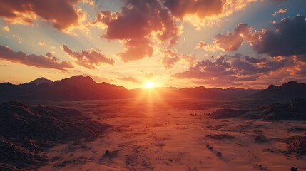 Mesmerizing Desert Sunset Ultra-Detailed Hyper-Realistic Cinematic Landscape Photography