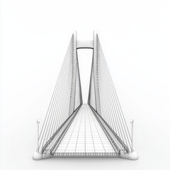 Fototapeta premium Minimalist Suspension Bridge Design with Clean White Background