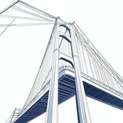Obraz premium Detailed Line Art of a Modern Suspension Bridge Structure