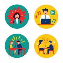 Fototapeta premium Diverse Emotions and Activities in Work and Collaboration Environments