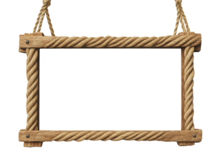 Hanging Rope Frame, empty screen isolated on transparent background