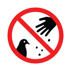 icon forbidden to feed birds, warning sign, do not feed the pigeon, prohibition, isolated on transparent