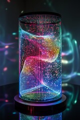 A glowing display of colorful, fluid dynamic.