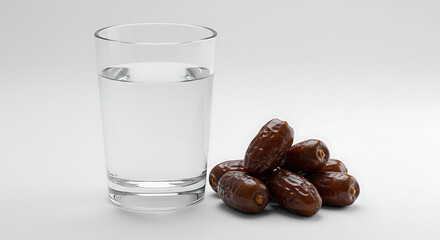 Fruits dates with glass of water