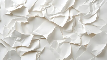 Obraz premium Crumpled White Paper Texture Background for Creative Projects