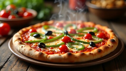 pizza with mushrooms and tomatoes