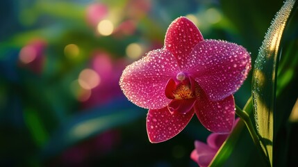Dew-kissed orchid sunrise garden bloom