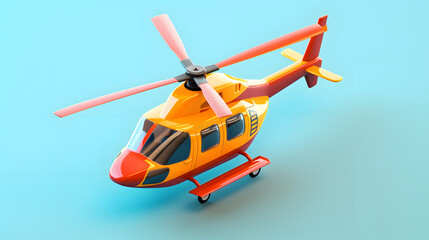 Fototapeta premium Helicopter isometric Cartoon 3D