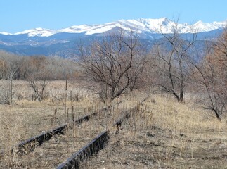 Old railroad tracks in spring, Boulder, Colorado