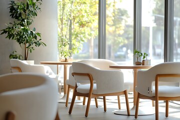 Modern Cafe Interior with Natural Light