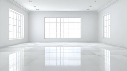 Fototapeta premium 3D Illustration Empty White Room Interior Design Architecture