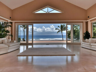 Fototapeta premium Photo Ocean View Living Room Interior Design Home Decor