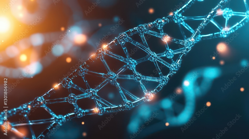Poster complex and intricate dna structure with spiral patterns and genetic code representing life's buildi