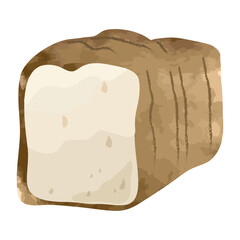 ゆるい水彩タッチで描いた食パン
