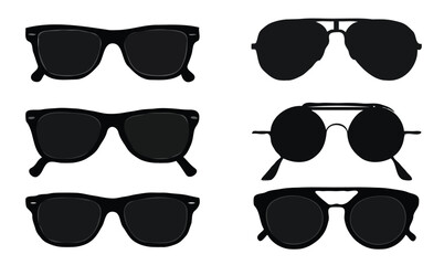 set of sunglasses silhouette vector