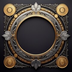 Fototapeta premium border frame of gold and silver coins background with copy space, financial concept