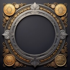 Fototapeta premium border frame of gold and silver coins background with copy space, financial concept