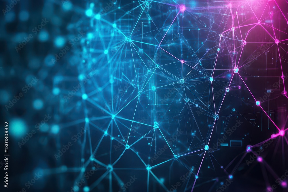 Poster futuristic abstract technology background featuring interconnected lines and dots creating a dynamic