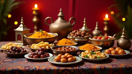 Naklejka premium Ramadan Iftar food