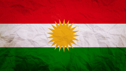 The Kurdistan flag features three bold horizontal red, white, and green stripes, each rich with symbolic meaning. At its heart, a radiant golden sun with 21 rays shines brightly, representing freed