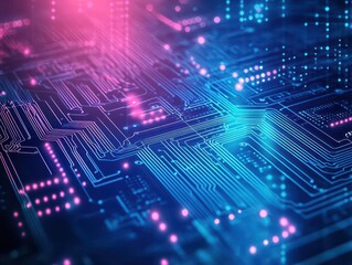 Intricate Circuit Board Featuring Complex Pathways and Connections Highlighting Modern Technology and Innovation in a High-Tech Environment