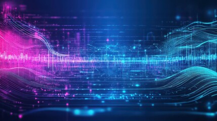 Obraz premium Intricate Abstract Technology Background Featuring Flowing Lines and Waves in Vivid Colors Representing Innovation and Modern Digital Aesthetics