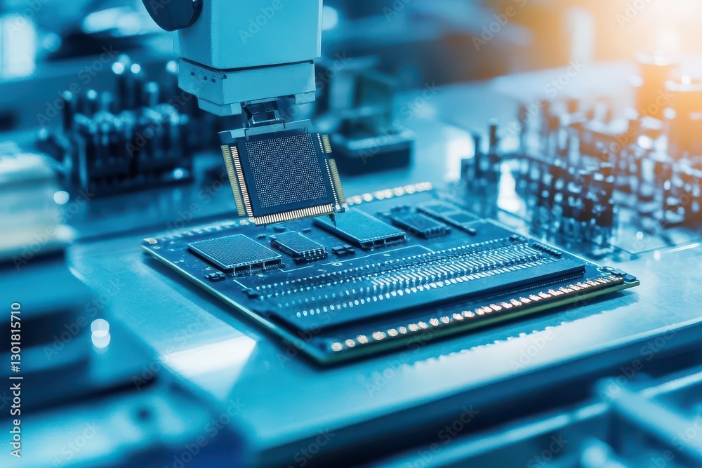 Poster intricate close-up of a computer processor with micro processor showcasing advanced technology and p