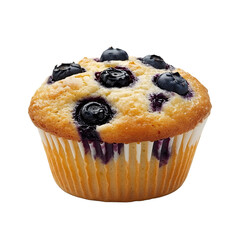Blueberry muffin isolated on white background