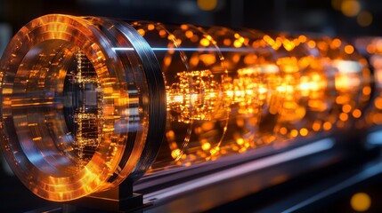 Obraz premium Illuminated futuristic device displaying advanced technological concepts.