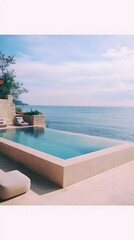Obraz premium Photo - Luxury Infinity Pool Ocean View Resort Travel Summer Vacation Relaxation