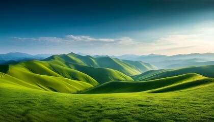 Naklejka premium abstract green landscape wallpaper background illustration design with hills and mountains
