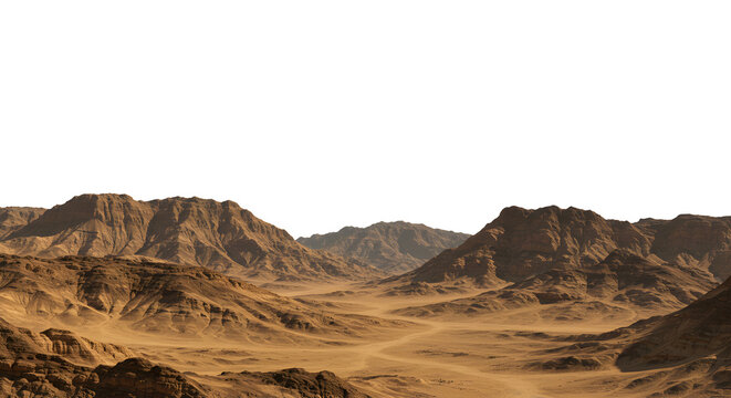 Dry desert mountains with rocky terrain and clear sky