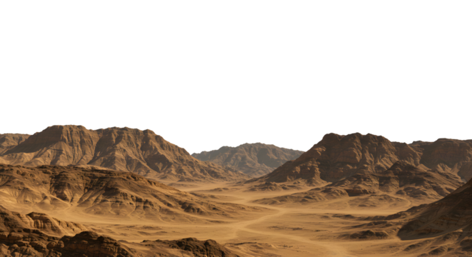 Dry desert mountains with rocky terrain and clear sky
