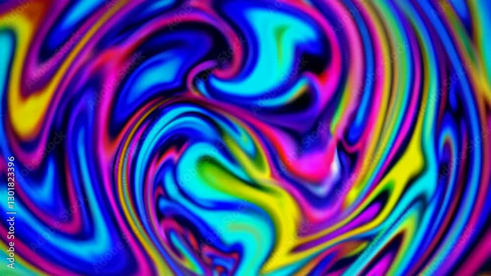 Poster Colorful abstract psychedelic swirl pattern with vibrant hues. Artistic expression concept