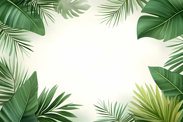 Illustration Background - Tropical Leaves Frame, Green, Nature