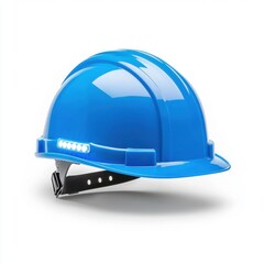 Fototapeta premium Blue Hard Hat with LED Light for Construction and Safety Use