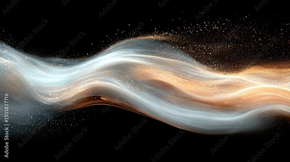 Wall mural light flows, abstract wave of shimmering particles on a dark background