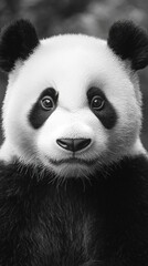 Fototapeta premium Black And White Closeup Portrait Of A Panda