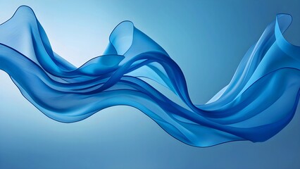 Flowing blue fabric in motion 3d render 