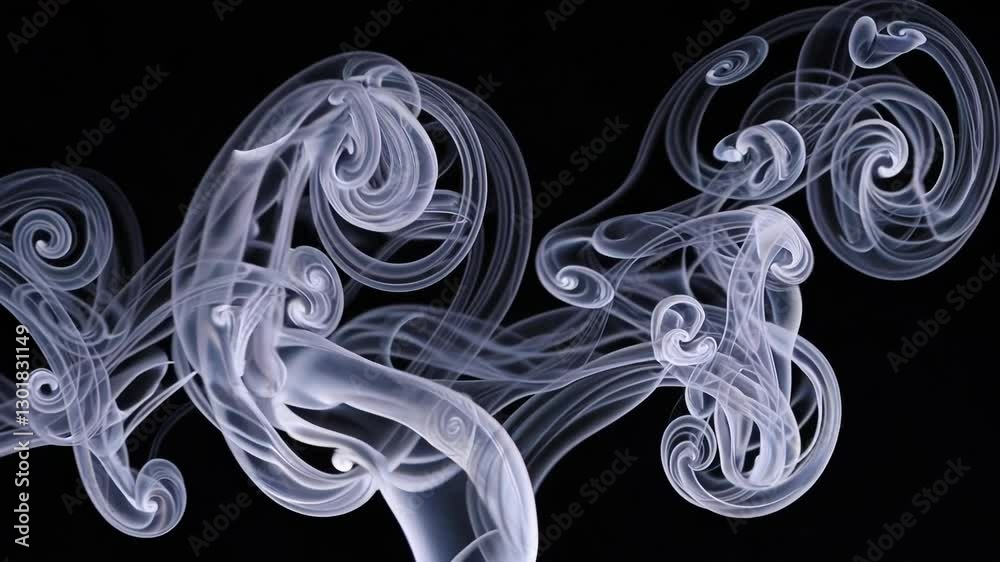 Aufkleber white smoke swirling on black background in abstract fluid pattern. artistic design concept